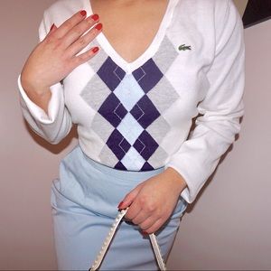 Lacoste Long Argyle Sleeve Top